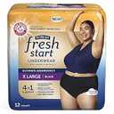 FitRight Fresh Start Incontinence and Postpartum Underwear for Women, XL, Black (12 Count) Ultimate Absorbency, Disposable Underwear with The OdorControl Power of ARM & Hammer