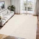 GarveeHome Solid Washable Area Rug 5x7 Rugs for Living Room,Solid Bedroom Rug Non-Slip,Low Pile Stain-Resistant Modern Neutral Rug for Dining Room Table Entryway Kitchen Nursery Dorm Office,Cream