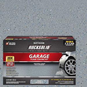 Rust-Oleum 293513 RockSolid Polycuramine Garage Floor Coating, 2.5 Car Kit, High Gloss Gray