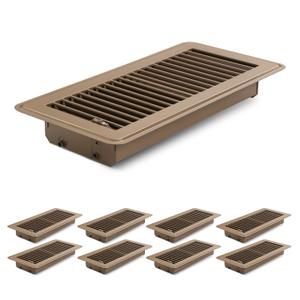 8Pcs Floor Vents Floor Registers 4x10 Inch, Heavy Duty Metal Hot Air Vent Covers 4x10 Inch with Rust-Proof Finish for Home Heater Floor Vent Grilles and Vents (Brown)