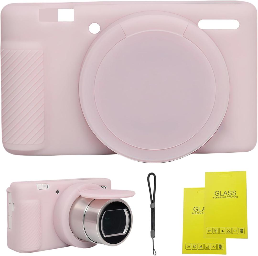 Camera Case for Sony ZV-1,ZV1 Camera Soft Case Cover Rubber Camera Sleeve with Removable Lens Cover,Anti-Scratch Slim Fit Soft Sleeve with ZV1 Screen Protector and Strap Wrist. (Jelly Pink)