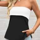 Imily Bela Womens Strapless Tube Tops 2025 Trendy Sexy Backless Going Out Bandeau Top Side Split Summer Color Block Outfits (Black, S)