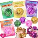 SpringFlower 24 Pack Valentines Day Card,Valentines Day with Squeeze Stretch Fidget Toy Ball,Kids School Classroom Valentines Card Gifts Exchange Valentine Party Favors Prize for Kids