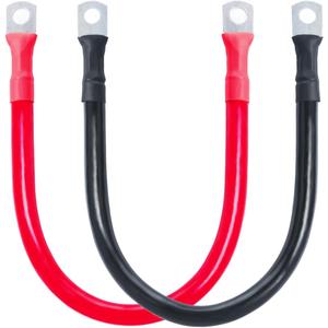 ECO-WORTHY 2AWG Battery Cable with 5/16'' Lug Terminals 12inch Cables Set Tinned Copper Battery Inverter Cable for Car, Truck, RV, Solar