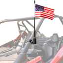UTV Flag Pole Holder Mount ATV US Whip Flag Mount 1.75"-2" Roll Bar Flag with Pole and Mount Bracket for Polaris RZR Ranger General Can Am 360 Adjustable Aluminum Black Upgraded
