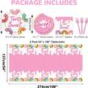 ZOIIWA 98 Pieces Two Sweet Donut Birthday Party Supplies for 24 Guests Girls Donut Tableware Set Baby Girl 2nd Birthday Paper Plates Napkins Tablecloth Decorations Table Cover Dinnerware Party Favors