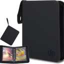 Jumbo Card Binder, HYMENEX 80 Pockets Trading Card Binder with 40 Removable Sleeves and Zipper for Jumbo Oversized Cards - Portable & Lightweight 5.9" x 8.1" (Size XL)