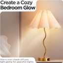 Touch Control Table Lamp with USB Ports, 22 Tall Gold Bedside Lamp with 3-Way Dimmable E26 Bulb, Fabric Shade & Curved Metal Stem, Modern Nightstand Lamp for Bedroom, Living Room, Office