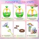 Plunack Fabric Bouquet Craft Kits for Kids Age 4-8, Flower Bouquet Toys DIY Flowers Making Kit for Girls Flower Press Set Arts & Crafts Toys Educational Christmas Birthday Gift for Girls 3+ Year Old (Green)