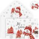 Artoid Mode 24 Pack Red Snowman Snowflake Xmas Tree Christmas Thank You Cards Gift With Envelope Sticker Blank Note Greeting Cards, 4 x 6 Inch