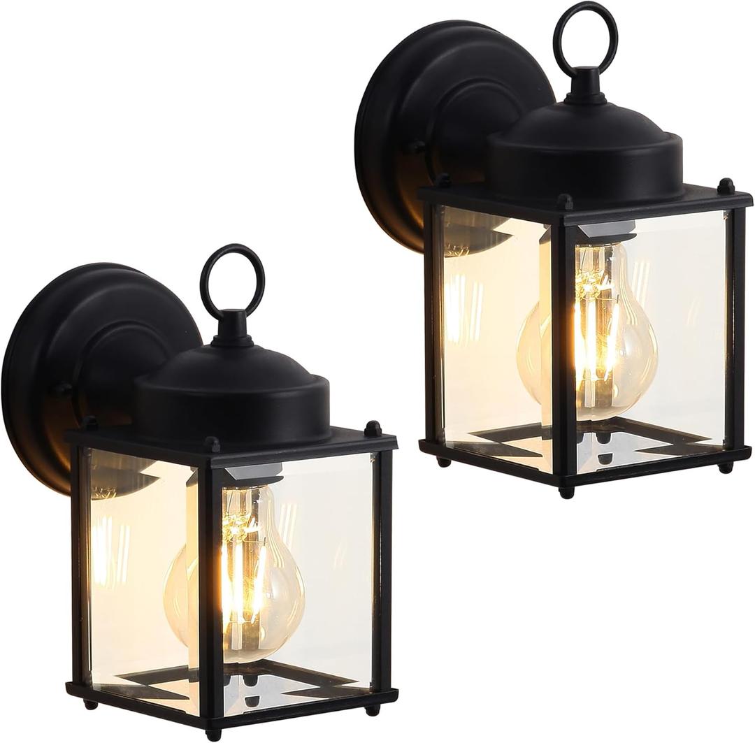 Kainozoic Outdoor Wall Light Fixtures Waterproof Porch Lights AntiRust Matte Black Outdoor Wall Lantern for Patio Front Door Garage  2 Pack