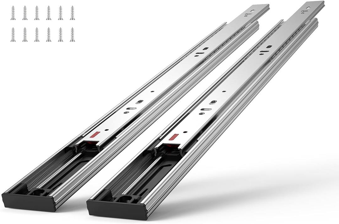 VEVOR 6 Pairs 20 Inch Soft Close Drawer Slides 14 16 18 20 22 24 Inch Heavy Duty Side Mount Rails,Ball Bearing Full Extension Noiseless Dresser Drawer Slides, 100 Lbs Load Capacity