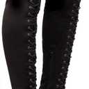YING LAN Women's Over The Knee Low Heel Lace Up Tall Boots (5.5, Black)