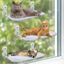 Geelin 3 Pcs Cat Window Hammock 20. 5" x 11. 8" Foldable Cat Window Perch with 4 Suction Cups Cordless Kitten Hammock Beds for Indoor, Easy to Assemble(Grey)