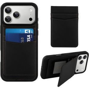 Phone Case Compatible with iPhone 17 Pro MaxCompatible with Magsafe, Detachable Magnetic Wallet Case and Card Holder. Black