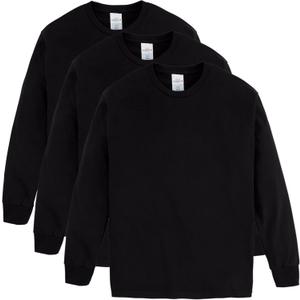 Hanes Boys ComfortSoft Long-Sleeve T-Shirt Pack, Cotton Tees for Boys, 3-Pack (X-Small 4-5, Black)