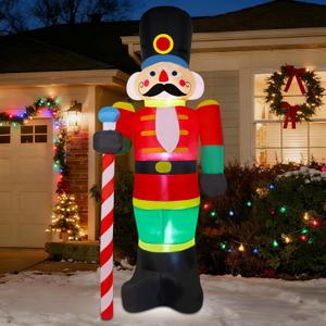 yofit 8 FT Christmas Inflatable Nutcracker Soldier Outdoor Decorations, Blow Up Decorations Santa Soldier with LED Lights for Yard Lawn Garden Holiday Party