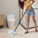 Indoor Mop for Floor Cleaning - Cotton Mops for Floor Cleaning, Regular Mop for Floors, 49-inch Simple Mops for Cleaning Living Rooms, Bathrooms, and Kitchens. (White&Blue)