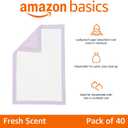 Amazon Basics Cat Litters Pee Pads, 40 Count, Universal Fit for Litter Box, Odor Control with Fresh Scent, Purple and White