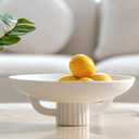 White Resin Decorative Bowl for Boho Modern Home Decor, 11.2" Large Elegant Pedestal Kitchen Fruit Bowl/Key Holder/ Potpourri for Entryway Table, Coffee Table, Dining Room,Table Centerpiece Bowl