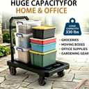 SPACELEAD Folding Hand Truck, Heavy-Duty Platform Truck with 330 Lbs Capacity, Collapsible Dolly Cart with 360 Silent Wheels & Telescopic Handle, Portable Moving Cart for Luggage & Office, Black