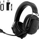 Rumoon Wireless Gaming Headset for PS5, PS4, PC, Switch, Gaming Headset with Detachable Noise Cancelling Mic, 2.4GHz & Bluetooth 5.3 Dual Connection, 7.1 Surround Sound, Black