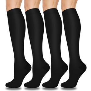 Aoliks Compression Socks for Women & Men 4 Pairs, Best Support for Nurses Running Travel (XL, Black)
