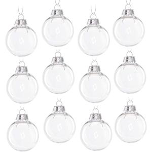HahaGo Christmas Clear Baubles Transparent Ball Plastic Fillable Sphere Ornament for Xmas Tree/Home Decoration/Wedding/Birthday/Party/Gift Box etc (6cm, Set of 12Pcs with lid)(Round)