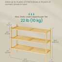 SONGMICS Bamboo Shoe Rack for Closet, Stackable Shoe Oragnizer with Modular Structure, Space-Saving Free Standing Shelf for Entryway Bedroom, 3-Tier, Holds 12-16 Pairs, Natural Color ULBS053YL01