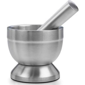 Pill Crusher - 304 Food Grade Stainless Steel Mortar and Pestle Medicine Grinder Set - Non-Slip Splitter to Easily Crush Medicine Pills Tablets Vitamins to Fine Powder for Adults, Seniors, Dogs, Pets