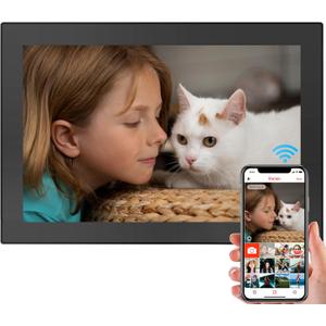 10.1 Inch WiFi Digital Picture Frame 1280x800 HD IPS Touch Screen, Smart Photo Frame, Auto-Rotate, Instantly Share Photos/Videos and Send Best Wishes from Anywhere(16GB, Black)
