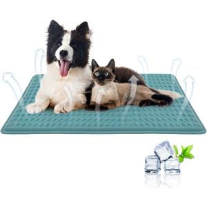 GOLOPET Newly Upgraded Dog Cooling Mat 34x23 in,Ice Breathable Fabric, Solid Silicone Honeycomb Heat Dissipation Structure, Long-Lasting Coolness Cooling Mat for Dogs(Q-Max>0.5) Washable& Non-Toxic (Blue)