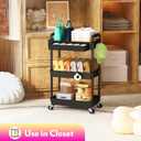 SUNALLY Makeup Cart Organizer with Drawers, Floor Skincare Organizers Vanity Storage Organizer, Rolling Makeup Bathroom Storage Cart Cosmetics Display Cases for Skin Care Perfume Nail Polish, Black