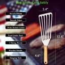 12.4" Stainless Steel Cooking Utensil, Kitchen Slotted Turner, Fish Turner Great for Egg/Meat Turning, Griddles & Grill