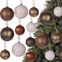 25-Pack Vintage Christmas Ball Ornaments Classic Textured Christmas Ball Farmhouse Hanging Decorations for Xmas Tree Holiday Home Party (Round Vintage)