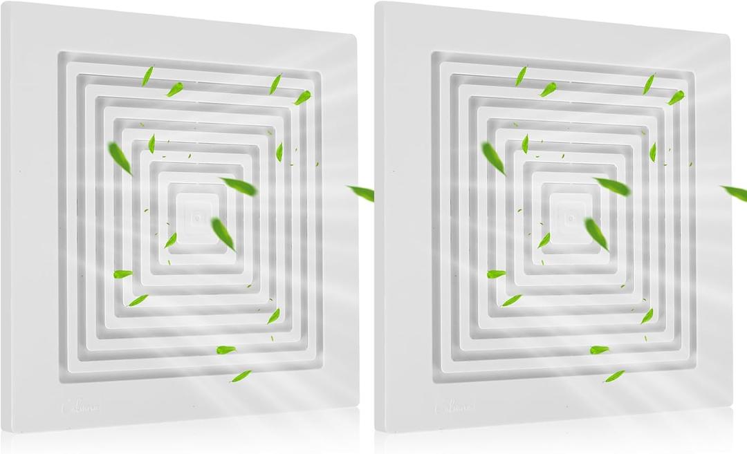 Calvana (2-Pack) BP90 Bathroom Exhaust Fan Cover, 9-1/4" x 9" Vent Cover Replacement, Compatible with Broan-NuTone, Square Ceiling or Wall-Mount, Fits Models BP46 663 670 671 675 688 689, White