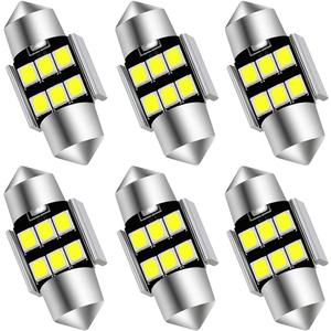 AUXLIGHT 6614 6641 6612F 6615 F30-WHP TS-14V1CP 29MM 1.14Festoon LED Interior Light Bulbs 6000K Xenon White, Super Bright 6SMD Chips for Car SUV Truck Sunvisor Vanity Mirror Lights (Pack of 6)