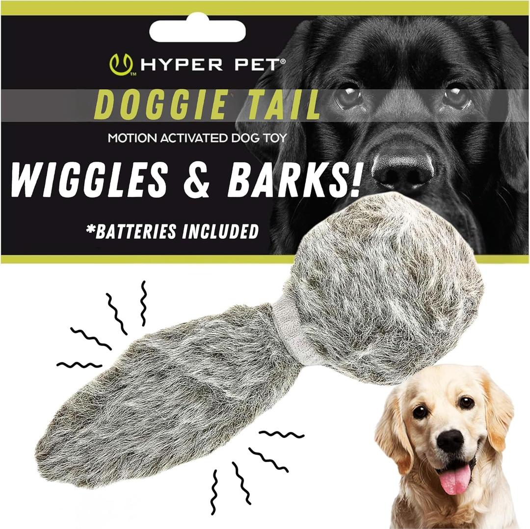 Hyper Pet Doggie Tail Interactive Plush Automatic Dog Toys, Durable, Wiggles, Vibrates, and Barks, Batteries Included, for All Dog Breeds, Boredom Buster (Full Unit)