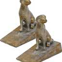 2-Piece Cast Iron Bird Door Stop Wedge Vintage Heavy Duty Door Stopper Antique Distressed Finish Decorative Doorstop for Bedroom Bathroom Exterior Doors (Dog)