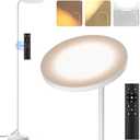SIBRILLE 36W LED Floor Lamp, Super Bright Standing Lamp, Modern Stepless Dimmable Torchiere Tall Lamp with Remote Control, 350°Rotating Head Reading Floor Lamp for Living Room, Bedroom, Office - White