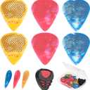 15pcs Guitar Picks, 0.46 0.71 0.96 mm Includes Thin Medium Heavy Thickness, Three Colors Non-slip Celluloid Plectrums for Bass Electric Acoustic Guitars Ukulele (15pcs twill Picks)