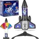 VisionX Rocket Launcher for Kids, 2nd Gen Improved Design, Launch Up to 200ft, Auto-Launch Rocket Toy with Parachute, Outdoor Toys for Ages 5-13, for Boys & Girls, Black