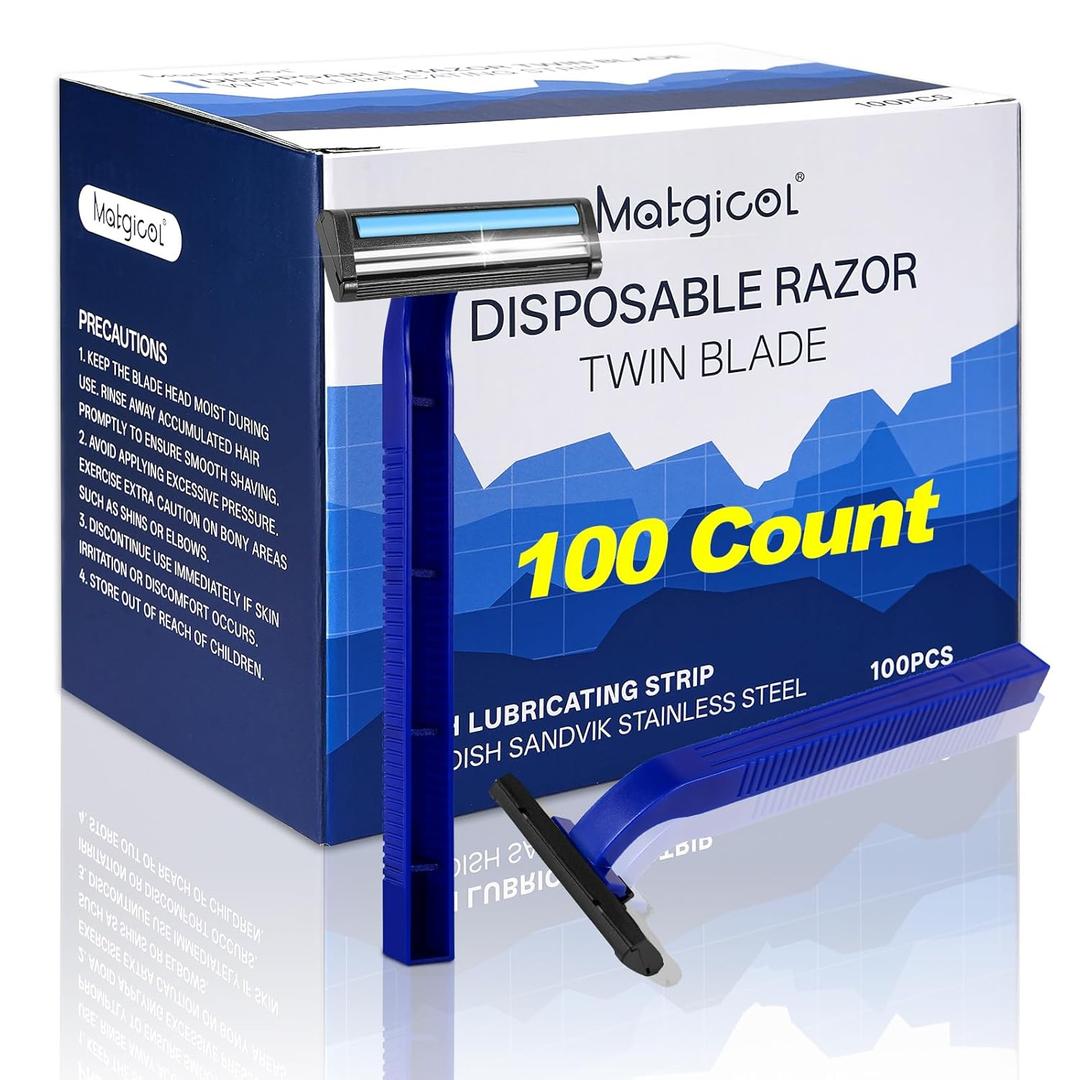 Disposable Razors Bulk for Shave - Mens Bulk Razors for Shaving with Lubricating Strip & 2 Stainless Steel Blades, Multipurpose Portable Razor for Bathing Hotel Travel100 Count