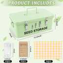 60 Slots Seed Storage Organizer, Metal Seed Saving Box with Lid and Safety Locks, Seeds Storage Container with 60 Seeds Envelopes and 64 Label, 3 Compartments, Perfect for Flower Plants Garden