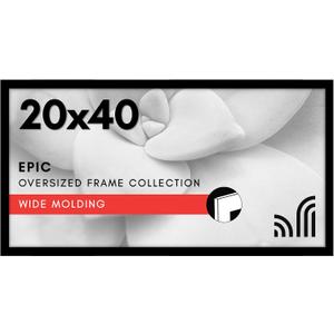 Americanflat 20x40 Picture Frame with Polished Plexiglass - Black Picture Frame - Wide Photo Frames Made of Engineered Wood for Vertical or Horizontal Wall Display - Epic Collection - Black