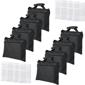 Sandbags 8 Packs, Sandbag Weights for Backdrop Stand Sandbags, SandBag for Weight, Weight Bags with Zipper and Buckle Straps for Support Heavy Duty Light Stand