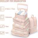 Veken 8 Set Packing Cubes, Cruise Ship Travel Essentials Accessories for Beach Vacation, Personalized Gifts for Women Mom Her, Suitcase Organizer Bags for Luggage with Hanging Toiletry Bag (02 Cream)