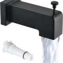 Slip On Diverter Tub Spout, Sleek Square Design for Bathroom, Fits 1/2" Copper Pipe (5/8" OD), Child-Safe Rounded Edges, Easy Installation, Matte Black