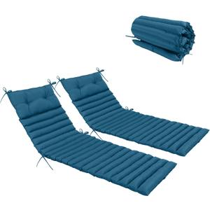 Only Choice Chaise Lounge Cushion Outdoor Set of 2, 73" Lx24 W Quilted Patio Chair Cushion with Headrest, Waterproof & Fade-Resistant for Poolside, Deck, Pool Lounge Chairs (Peacock Blue-Green)