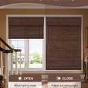 36''W X 72''H Cordless Bamboo Roman Shades for Interior Windows, Roll Up Bamboo Blinds with Valance, Light Filtering, Easy to Install, Coffee Color